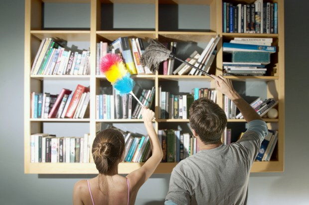 dusting shelves